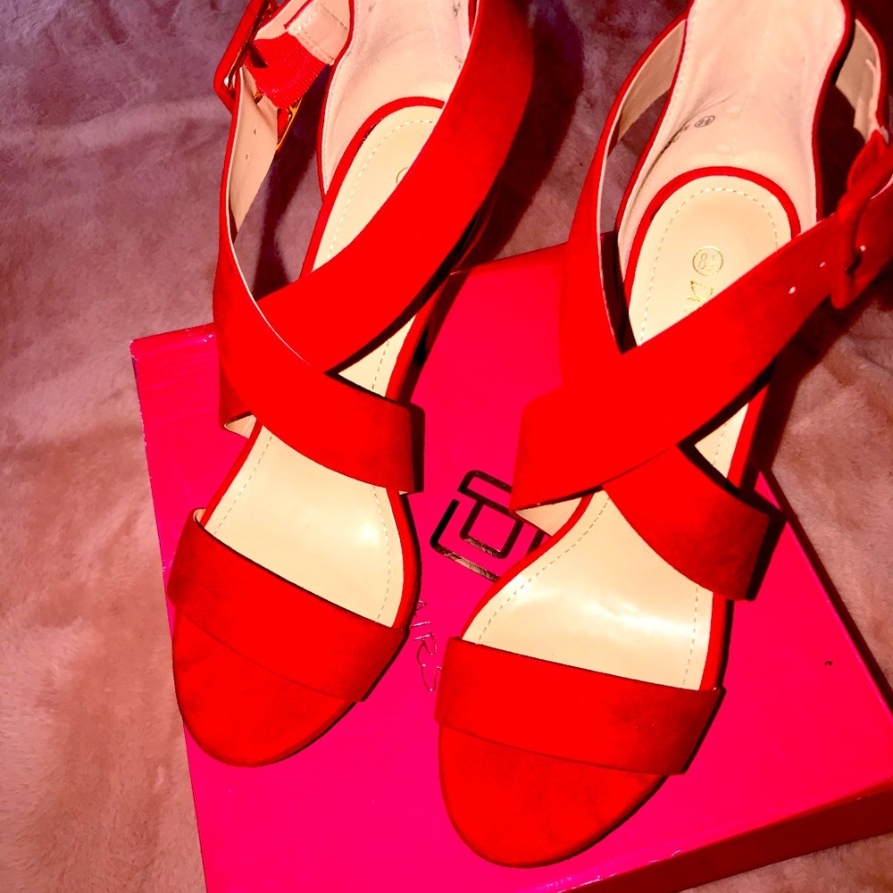 Sexy red open toed 6 inch heels